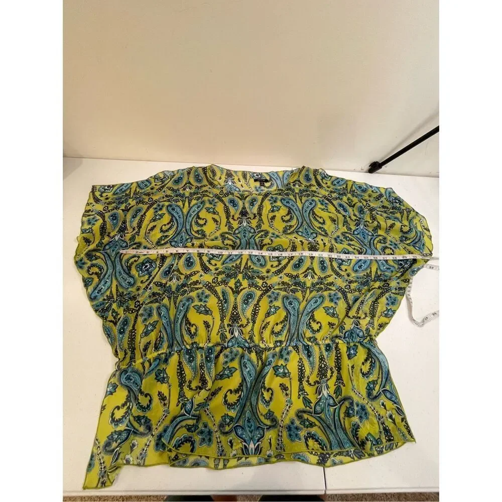 Apt 9 women’s handkerchief blouse with cami blue and green size 2X cold shoulder - Picture 4 of 7
